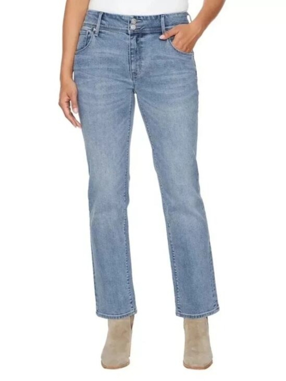 Hudson Jeans Straight Leg Mid Rise Light Wash Stretch Denim Womens 6